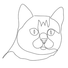 Cat, ink painting style. Contemporary hand drawn vector illustrations. Continuous line, minimalistic concept ideal for tatto, avatar, poster