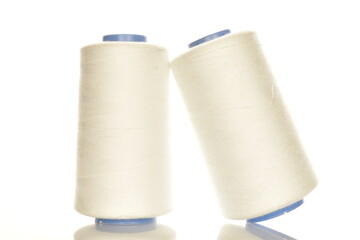 Two coils of white color, close-up, isolated on white.