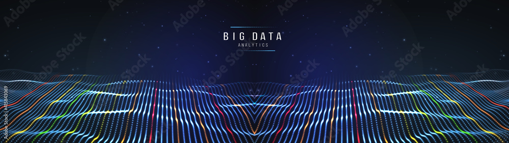 Poster business inteligence technology background. binary code algorithms deep learning. virtual reality an
