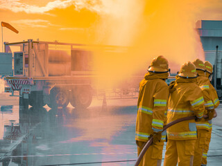 Fireman in emergency drill training session
