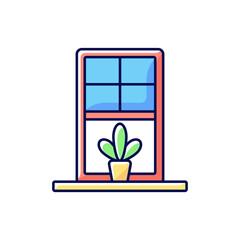Windowsills RGB color icon. Window ledge. Horizontal structure at window bottom. Structural integrity. Building architecture. Water intrusion and humidity prevention. Isolated vector illustration