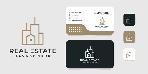 Fototapeta na wymiar Building architecture logo design with business card template