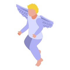 Angel kid icon. Isometric of angel kid vector icon for web design isolated on white background