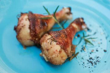 baked roasted chicken meat with herbal ingredient like rosemary