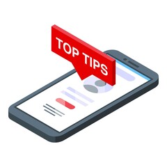 Online tips icon. Isometric of online tips vector icon for web design isolated on white background