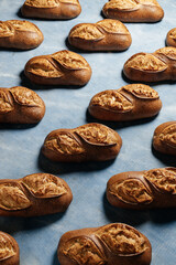 bread in the bakery. freshly baked bread rolls