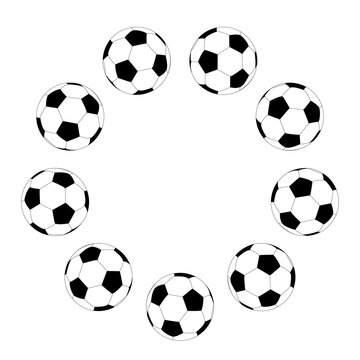 Soccer football world championship player game match soccer fans thin line outline icons round circle shape background. Vector illustration in linear simple style. White, black colours