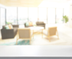 Table Top And Blur Living Room Of  Background