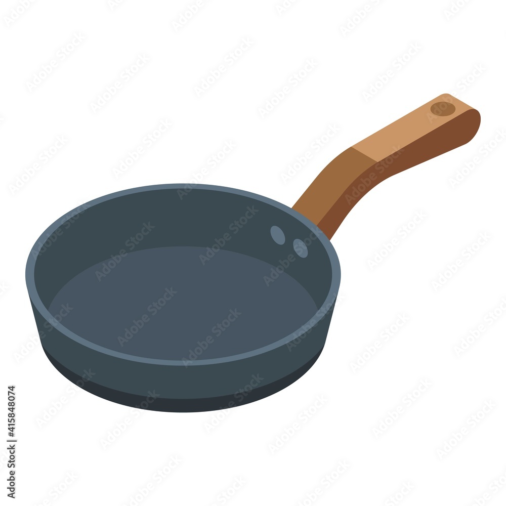 Poster frying pan icon. isometric of frying pan vector icon for web design isolated on white background