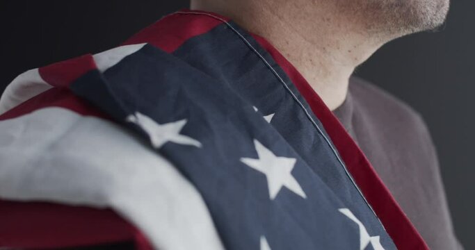 US constitution and US flag