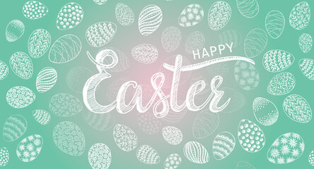 Happy Easter, hand-drawn	illustration style. Vector.