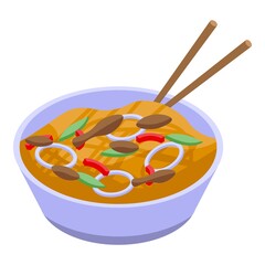 Wok bowl icon. Isometric of wok bowl vector icon for web design isolated on white background