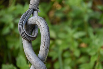 metal chain lock on a green background