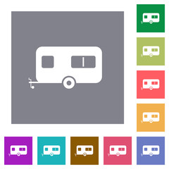 Caravan trailer square flat icons