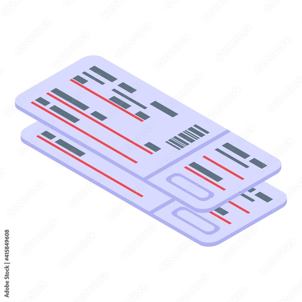 Poster plane tickets icon. isometric of plane tickets vector icon for web design isolated on white backgrou