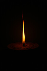 the candlelight in the dark room