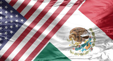 American and Mexican flag. USA and Mexico flag
