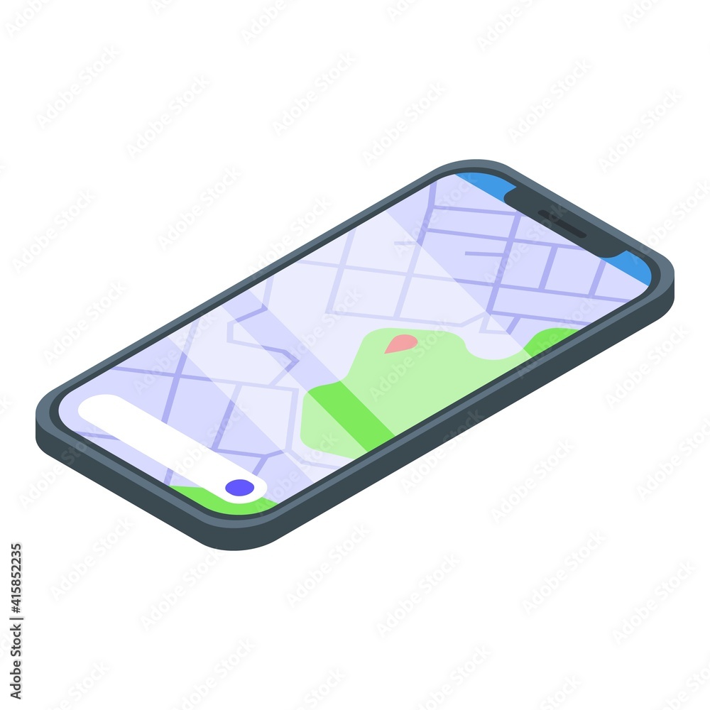 Poster phone navigator icon. isometric of phone navigator vector icon for web design isolated on white back