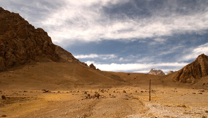 Panorama ridge hike in the middle of the Pamir Mountains, Tajikistan