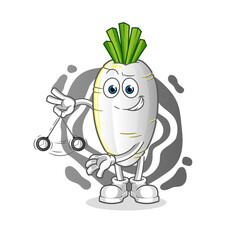 white radish hypnotizing cartoon. cartoon mascot vector