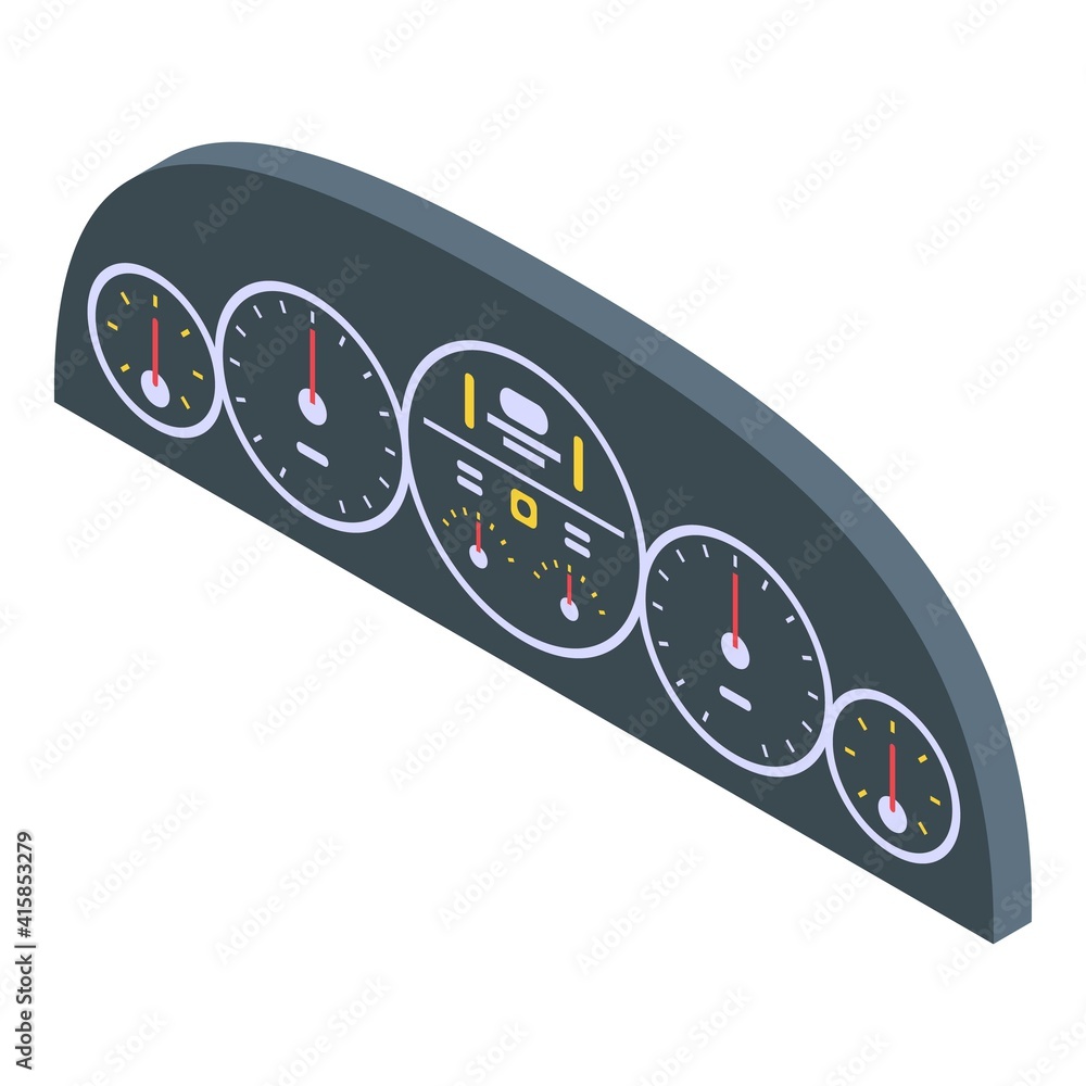 Poster speedometer dashboard icon. isometric of speedometer dashboard vector icon for web design isolated o