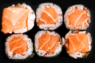 delicious raw salmon in the form of sushi