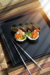 homemade shrimp sushi with rice