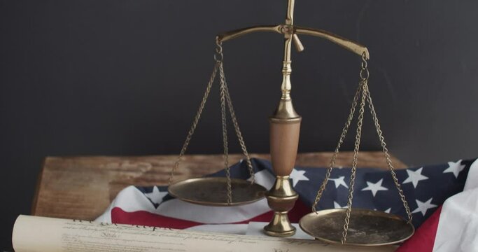 US constitution and US flag