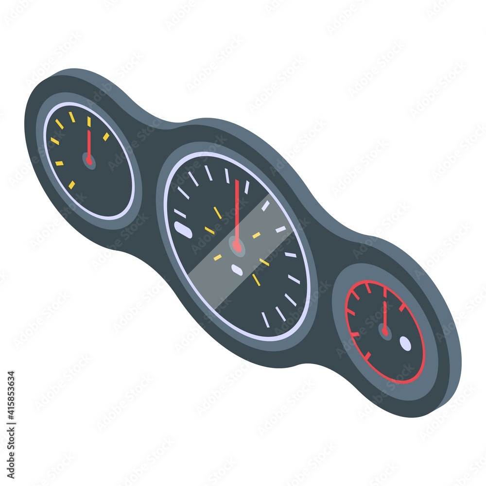 Poster gauge car dashboard icon. isometric of gauge car dashboard vector icon for web design isolated on wh
