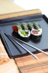 Delicious sushi set appetizingly served