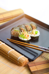 healthy set of sushi served in a tasty way