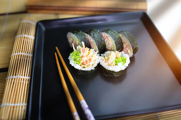 healthy set of sushi served in a tasty way