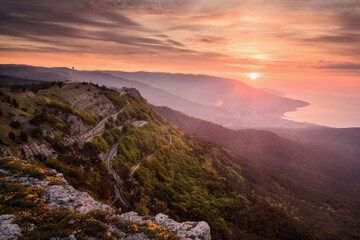 sunrise in the mountains