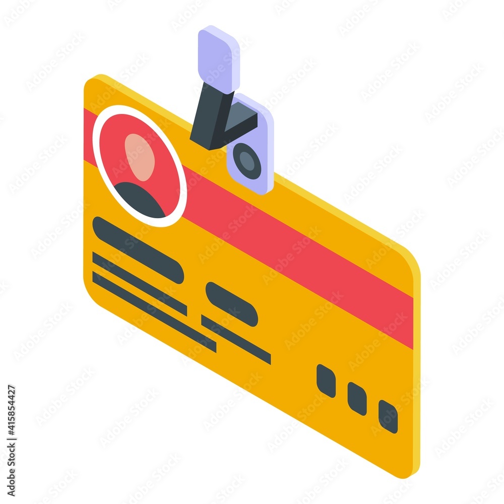 Poster identity card icon. isometric of identity card vector icon for web design isolated on white backgrou