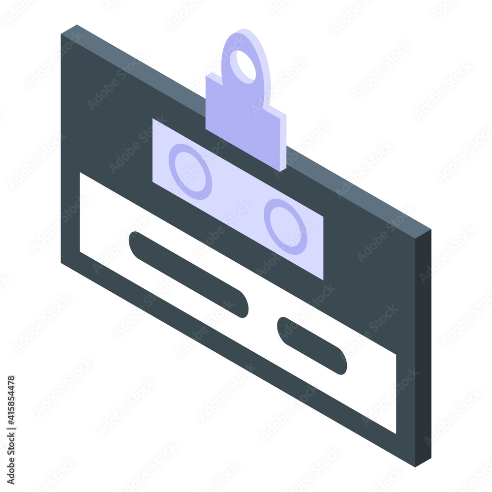 Poster badge id card icon. isometric of badge id card vector icon for web design isolated on white backgrou