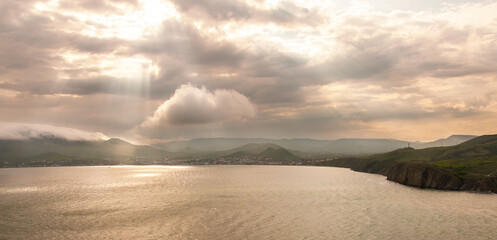 sunset over the river