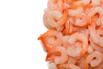 Frozen shrimps background. Top view.