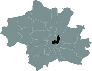 Black location map of the Münchner Altstadt-Lehel borough (stadtbezirk) inside gray map of Munich, Germany