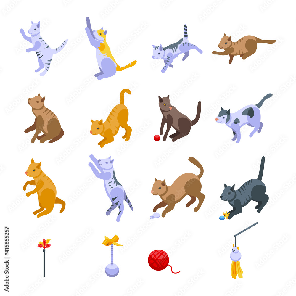 Poster playful cat icon. isometric of playful cat vector icon for web design isolated on white background