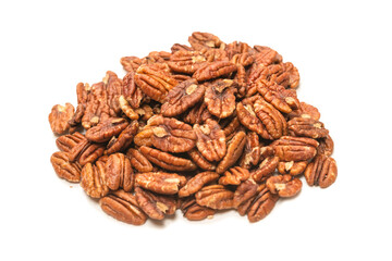Pecan-nut isolated on white background. Top view.