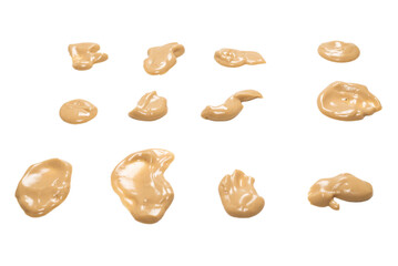 Mushroom sauce splashes isolated on white background.