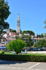Rovinj, Croatia - August 2020: The beautiful old town of Rovinj on the Mediterranean coast. Old city. 
