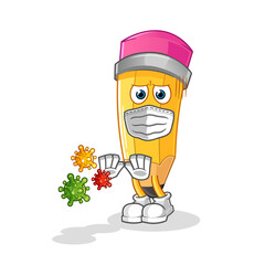 pencil refuse viruses cartoon. cartoon mascot vector