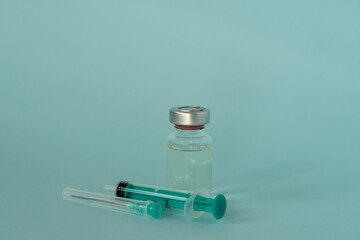 Coronavirus Vaccine bottle Corona Virus COVID-19 , Close-up medical syringe with a vaccine 