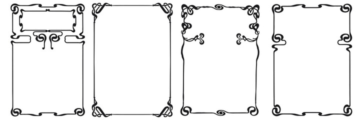 Frames with style Art Nouveau ornament vector set.