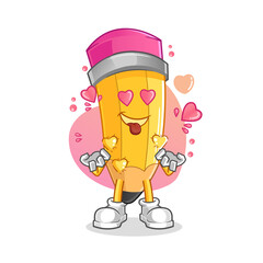 pencil fallin love vector. cartoon character