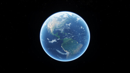 Earth with a View of continent of America in Space