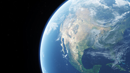 Earth in the Space Zoom into North America