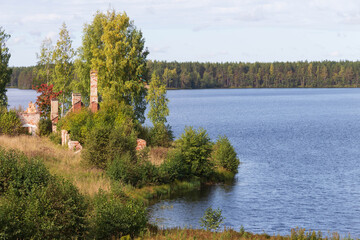 church on the other side of the lake