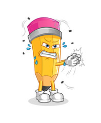 pencil swat the fly character. cartoon mascot vector